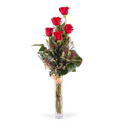 Enviar rosas   5 Rosas Rojas de Tallo Largo   Interflora