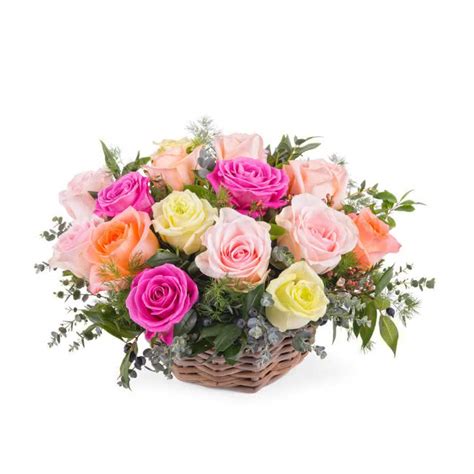 Enviar rosas   Centro de rosas multicolor   Interflora