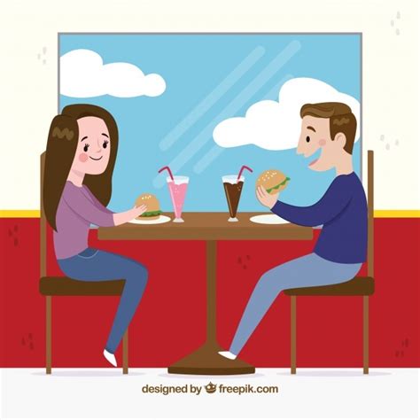 Escena de pareja comiendo en un restaurante | Descargar ...