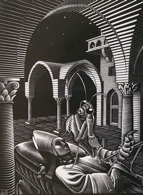 ESCHER Dream vintage Print, Surrealism, Escher Poster ...