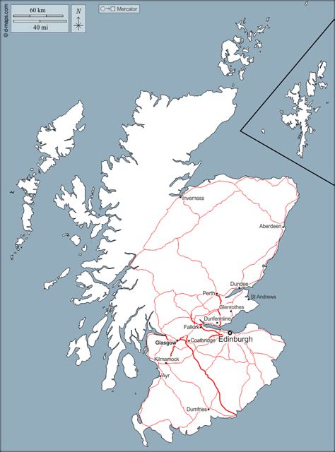 Escocia Mapa gratuito, mapa mudo gratuito, mapa en blanco ...
