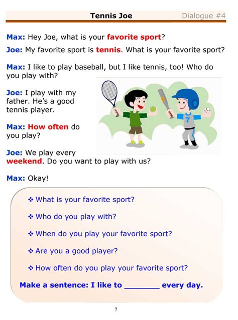 ESL Dialogues: Tennis Joe  Beginner