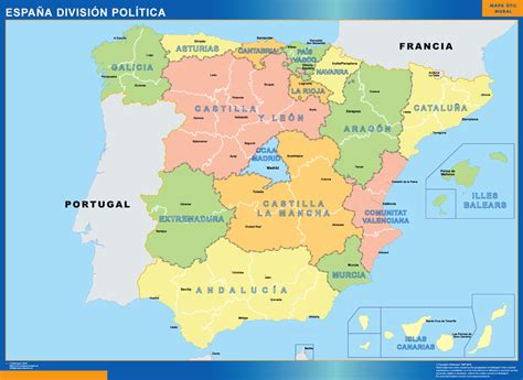 España Division Politica | Mapas Murales de España y el Mundo