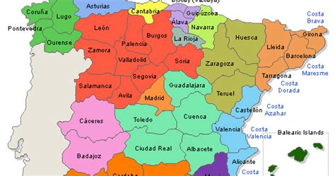 España Mapa Político Ciudad | Mapa Espana Político Región ...
