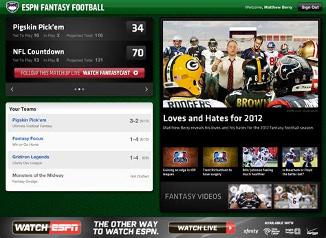 ESPN Launches New Fantasy Football App for iPad   ESPN ...