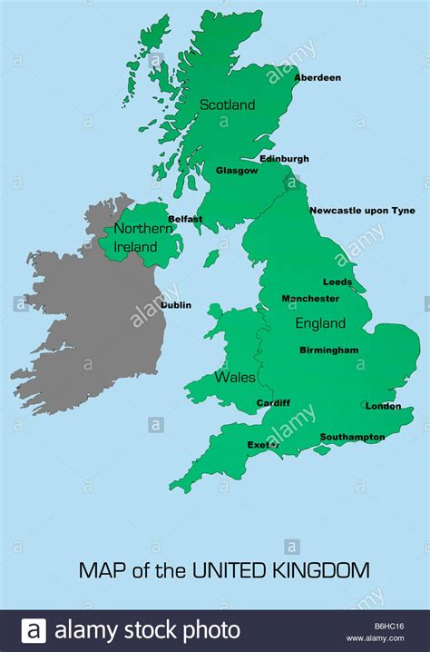 Esquema del mapa del Reino Unido que muestra Inglaterra ...