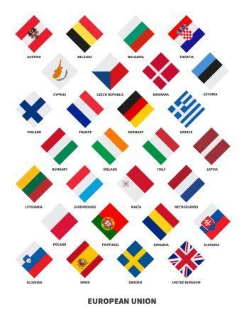 Estado miembro de la Unión Europea banderas forma rombo ...