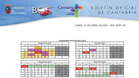 Este es el calendario escolar de Cantabria del año que viene, el 2021 ...