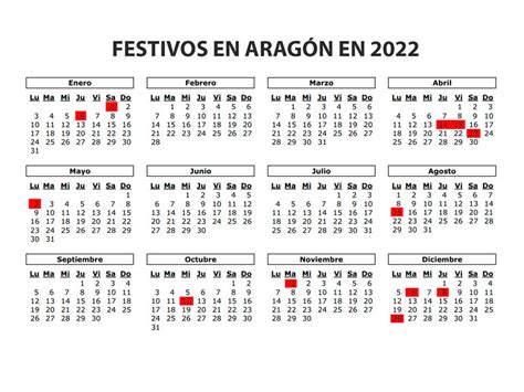 Estos serán los días festivos en Aragón en 2022   Aragón ...