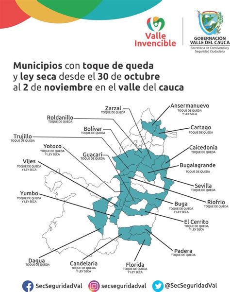 Estos son los municipios del Valle del Cauca con toque de queda y ley ...