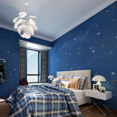 Estrellada Noche Dormitorio de Los Niños Wallpaper Azul Oscuro No ...