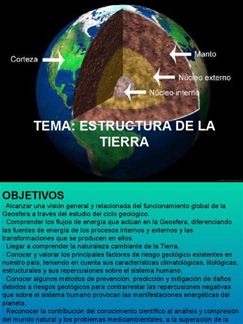 ESTRUCTURA INTERNA DE LA TIERRA.ppt | Manto  geología  | Tierra
