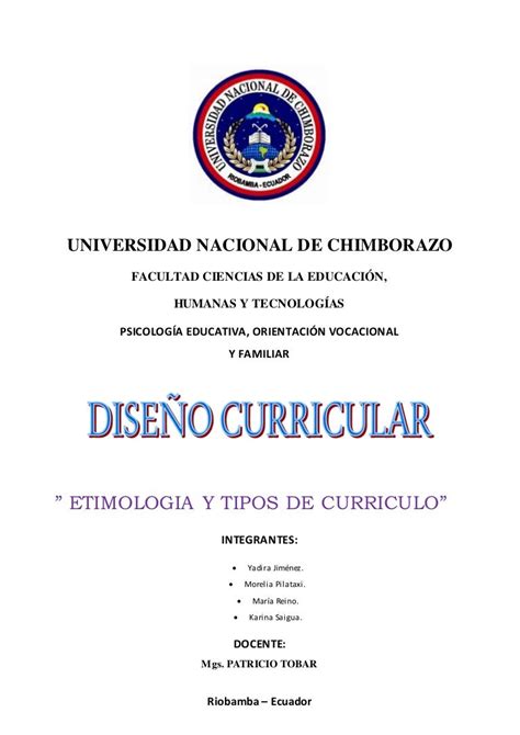 ETIMOLOGIA Y TIPOS DE CURRICULO