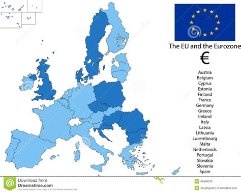 EU and the Euro zone stock illustration. Illustration of ...