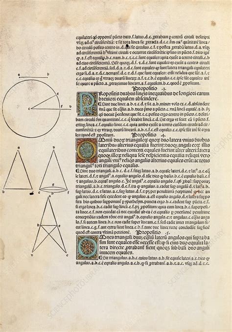 Euclid s Elements of Geometry, 1482   Stock Image   C016 ...