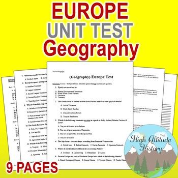 Europe Test  Geography  by High Altitude History | TpT