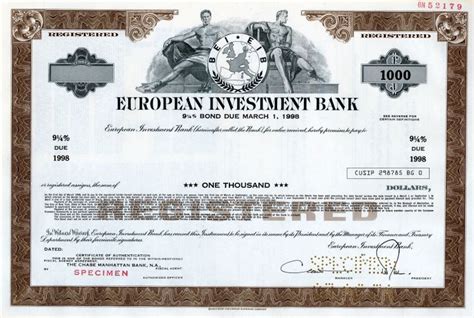 European Investment Bank  RARE $1000 Specimen Bond    1978