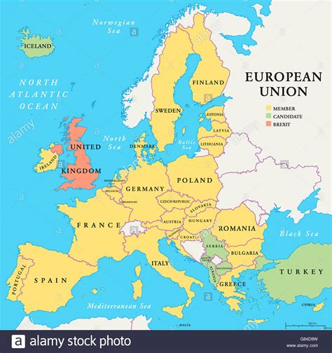European Union Brexit. Political map with European Union ...
