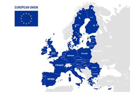 European Union countries map. EU member country names ...