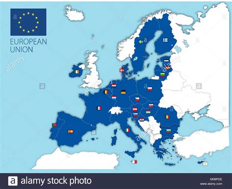 European Union map and flags without UK Stock Vector Art ...
