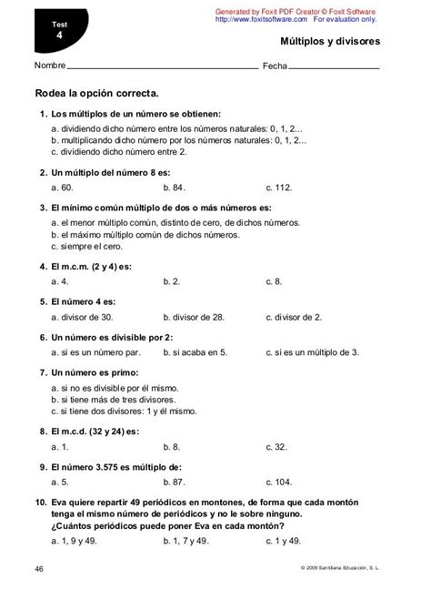 Evaluacion mate 6 santillana | Primaria matematicas ...