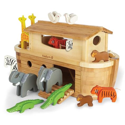 Everearth Large Bamboo Noah s Ark with Animals   Jadrem Toys