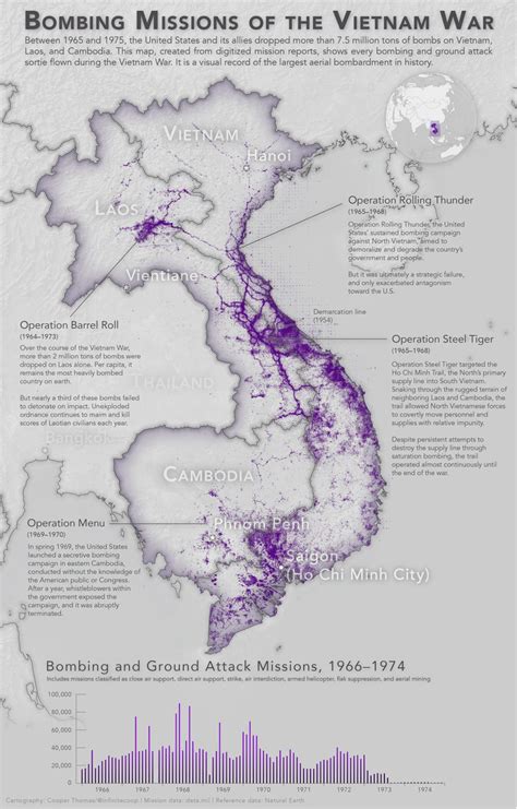 Every bombing mission of the Vietnam War. | Maps | Vietnam ...