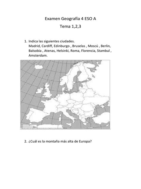 Examen Geografía 4 ESO A | Geografía | Ciencia