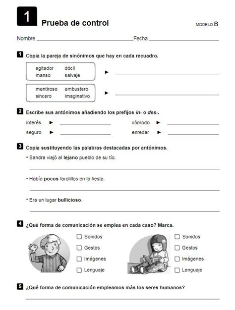 Examen Lengua 4 Primaria Santillana | Primarias, Prefijos ...