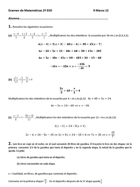 Examen Matematica 2 ESO | Matemáticas elementales | Espacio