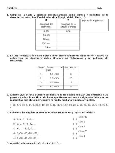 Examen Segundo Secundaria Matemáticas | Circulo | Geometría