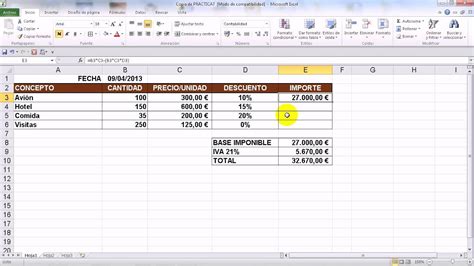 Excel 2010 Básico. Fórmulas con Porcentajes   YouTube