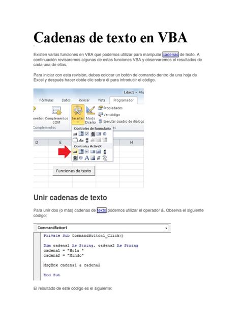 EXCEL Cadenas de Texto en VBA | Cadena  informática ...