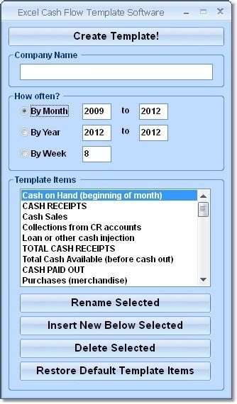 Excel Cash Flow Template Software Screenshot Page