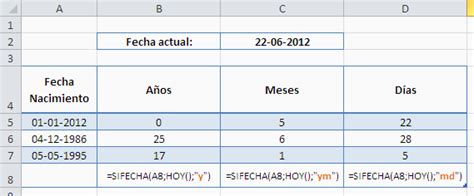 Excel: Cómo calcular la edad con años, meses y días ...