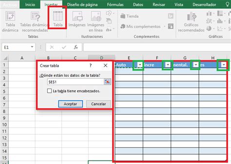 Excel: Pestaña Insertar – AutoIncreMental.es