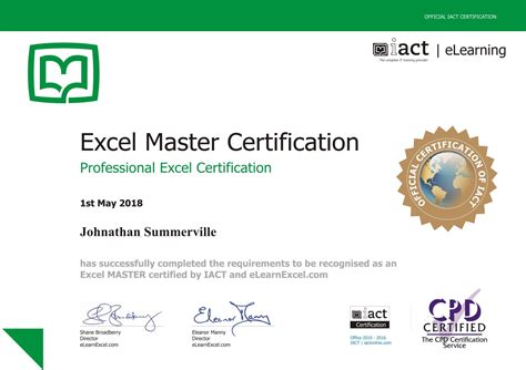 Excel Training Certificate | TUTORE.ORG   Master of Documents
