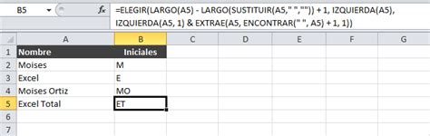 Extraer iniciales de un nombre en Excel   Excel Total