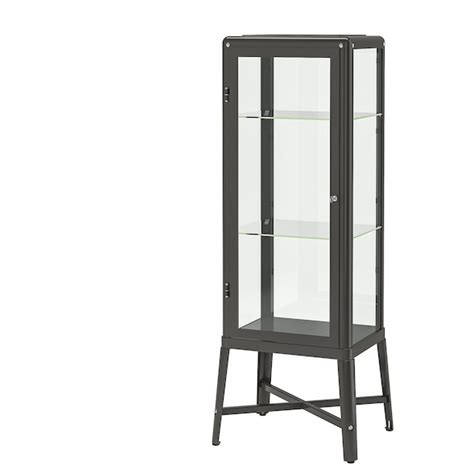 FABRIKÖR Glass door cabinet   dark gray   IKEA