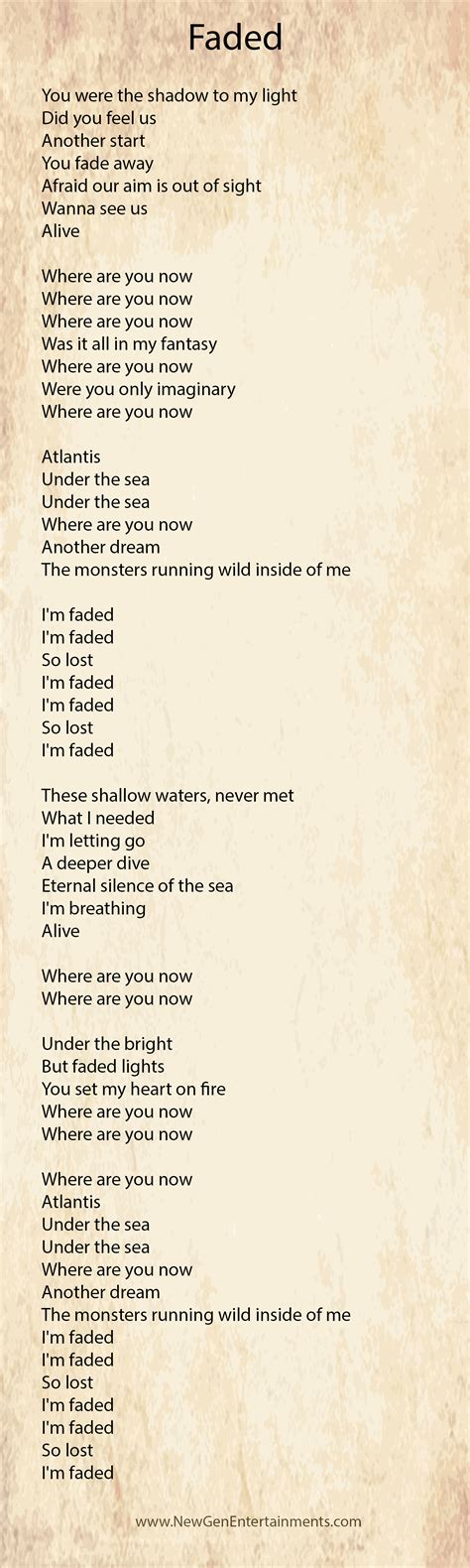 Faded | Lyrics | Alan Walker – New Gen Entertainments