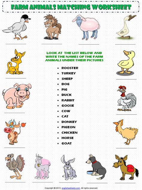 farm animals matching vocabulary worksheet 1.pdf