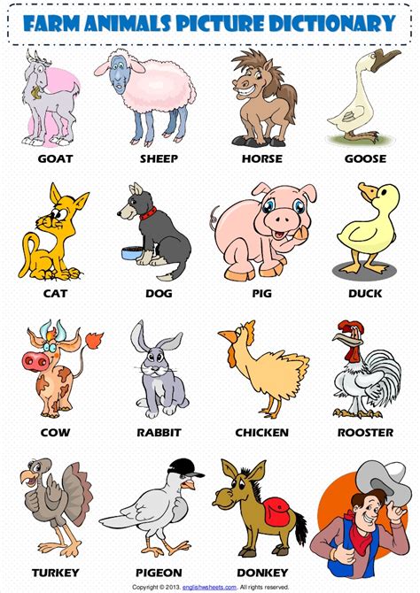 Farm animals pictionary 1 worksheet