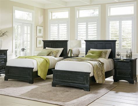 Farmhouse Basics Double Twin Bedroom Set with 2 Twin Beds ...