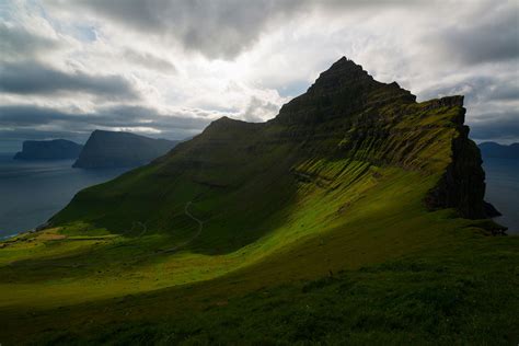 Faroe Islands, clouds, Atlantic Ocean, slope, mountains ...