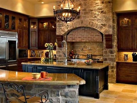 Feel the Warmth of Rustic Kitchen Designs with Stones and Wood