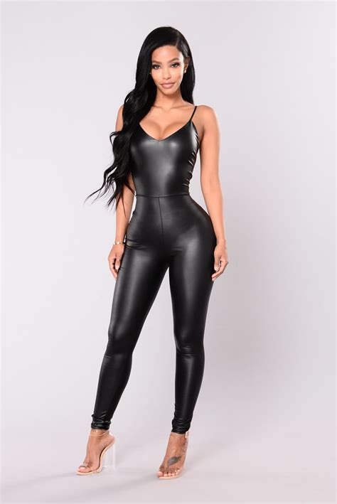 Feels So Classic Faux Leather Jumpsuit   Black