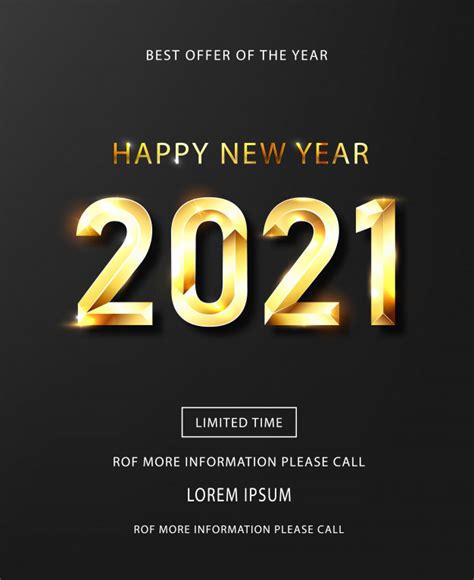 Feliz año nuevo 2021 banner. texto de lujo vector dorado 2021 feliz año ...