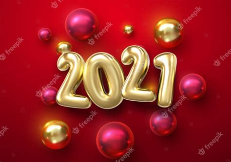 Feliz año nuevo 2021. ilustración de vacaciones de oro metálico números ...