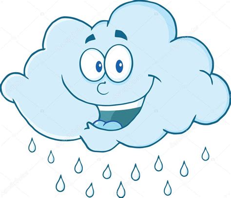 Feliz nube lloviendo personaje mascota de dibujos animados | Dibujos de ...