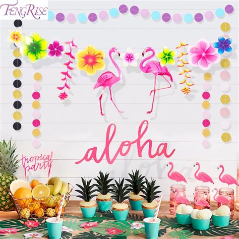 FENGRISE Flamingo Pineapple Fabric Banner Cocunut Leave ...